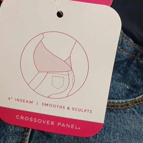 Isabel Maternity Shorts Blue Denim Stretch Over Belly Comfy Midi Womens - Picture 6 of 13